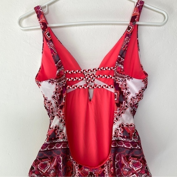 Becca Braided One Piece Swimsuit Exposed Back Multi Print Size S/P - Picture 9 of 13